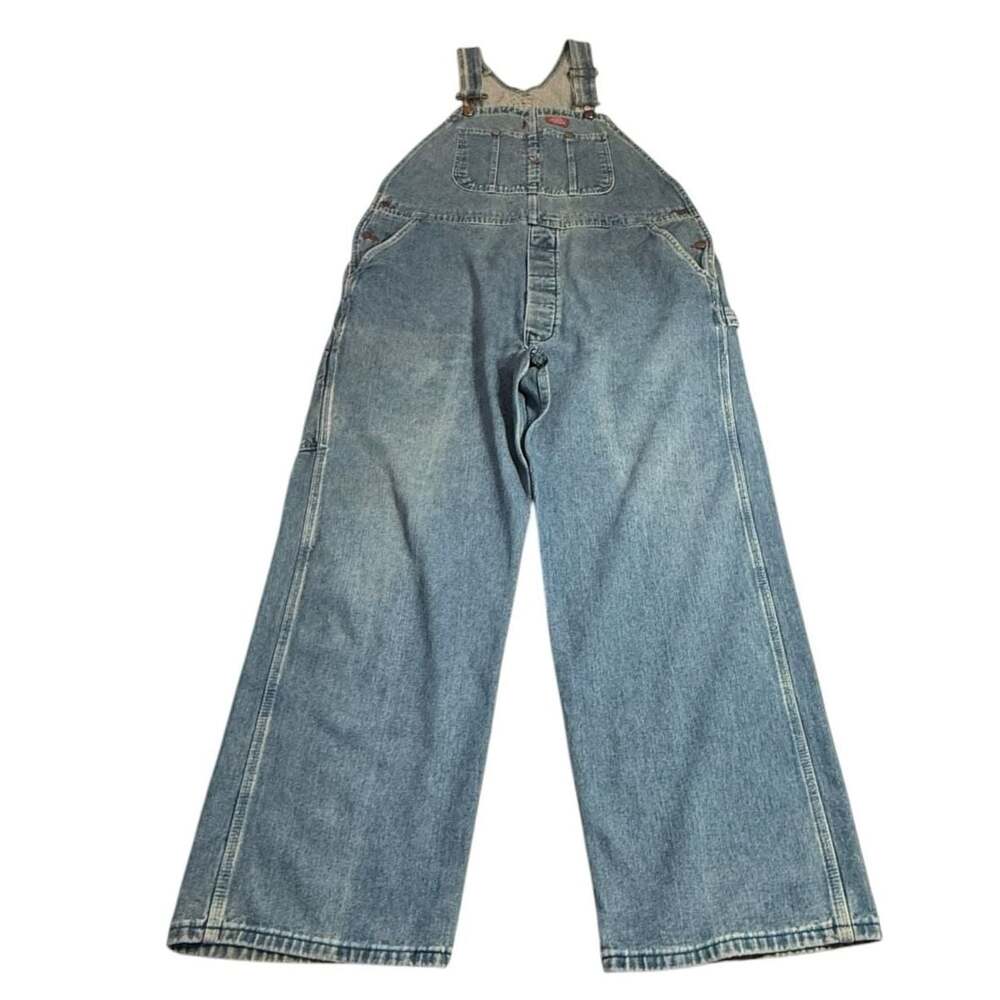 Vintage Dickies Denim Bib Overalls Indigo Blue Carpenter Workwear Size 38x30